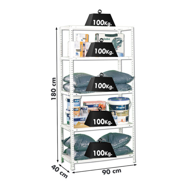 KIT ESTANTERÍA METÁLICA COMFORT 5/400 BLANCO SIMON RACK - Imagen 2