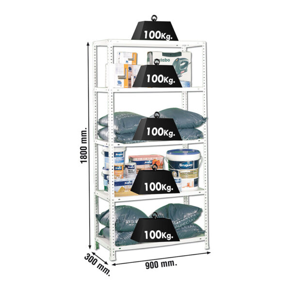 KIT ESTANTERÍA METÁLICA COMFORT 5/300 BLANCO SIMON RACK - Imagen 2