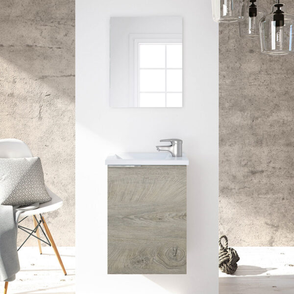 MUEBLE 40 1 PUERTA+ ESPEJO + LAVABO COMPACT - Imagen 3