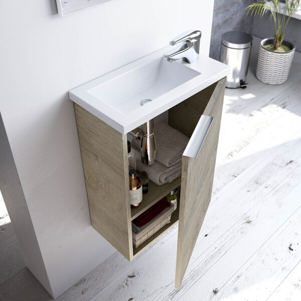 MUEBLE 40 1 PUERTA+ ESPEJO + LAVABO COMPACT - Imagen 4
