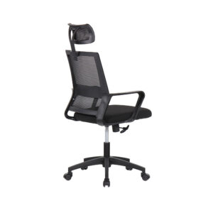 SILLA DE OFICINA ERGONÓMICA NEGRA CON RESPALDO EN MALLA DE NYLON EDM