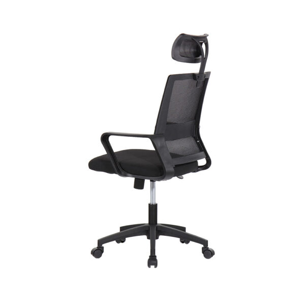 SILLA DE OFICINA ERGONÓMICA NEGRA CON RESPALDO EN MALLA DE NYLON EDM - Imagen 2