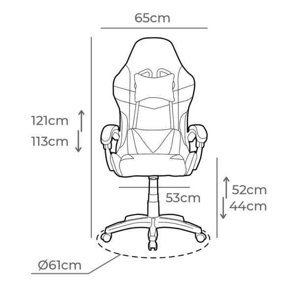 SILLA GAMING ERGONÓMICA NEGRA Y BLANCA - Imagen 7
