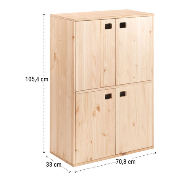 MUEBLE DINAMIC 4 PUERTAS PINO MACIZO 105,4x70,8x33cm ASTIGARRAGA - Imagen 4