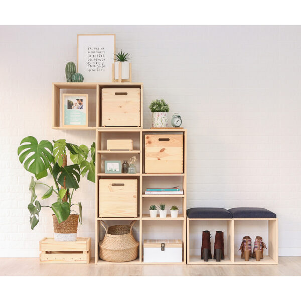 ESTANTERIA MODULAR CON 2X2 CUBOS DINAMIC PINO MACIZO 70,8x70,8x33cm ASTIGARRAGA - Imagen 2