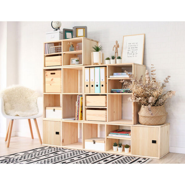 ESTANTERIA MODULAR 3 CUBOS DINAMIC PINO MACIZO 107x36,2x34cm ASTIGARRAGA