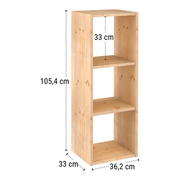 ESTANTERIA MODULAR 3 CUBOS DINAMIC PINO MACIZO 107x36,2x34cm ASTIGARRAGA - Imagen 3