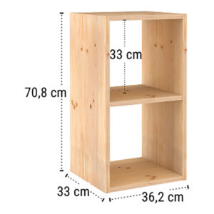 ESTANTERIA MODULAR 2 CUBOS DINAMIC PINO MACIZO 36,2x33x70,8cm ASTIGARRAGA