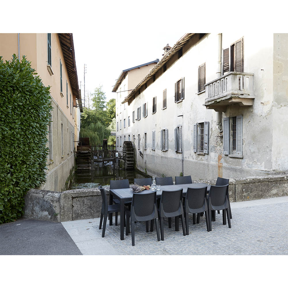 MESA EXTENSIBLE PARA EXTERIOR DE POLIPROPILENO. COLOR: ANTRACITA 72x150/220x90cm IPAE PROGARDEN