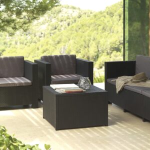 CONJUNTO DE JARDIN/TERRAZA DE 2 SILLONES+1 SOFA+1 MESA. DIVA TROPEA GRAFIT SP BERNER