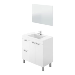 MUEBLE LAVABO 80 2 PUERTAS + 2 CAJONES + ESPEJO AKTIVA