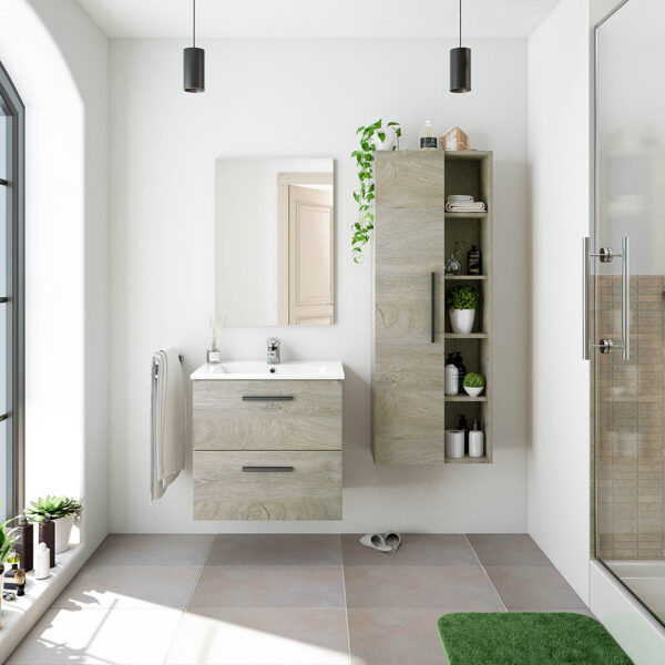 MUEBLE SUSPENDIDO 60 2 CAJONES + ESPEJO - Imagen 4