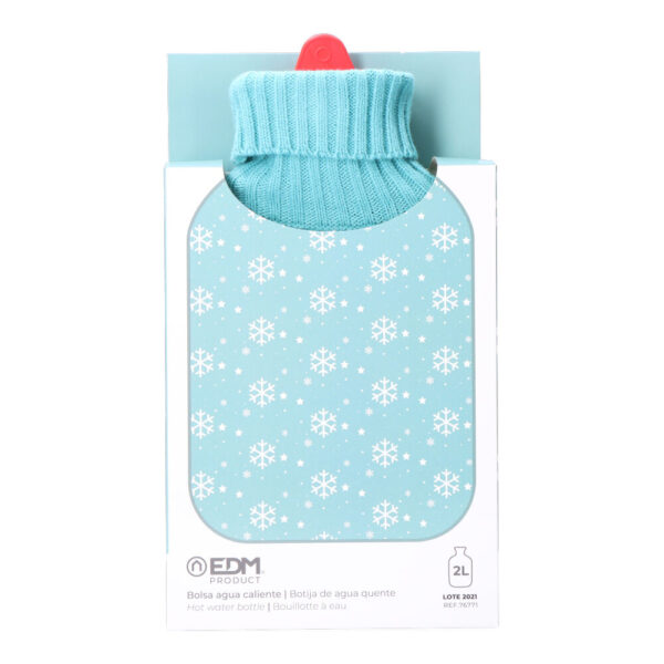 BOLSA DE AGUA CALIENTE. MODELO AZUL COPOS BLANCOS 2 L