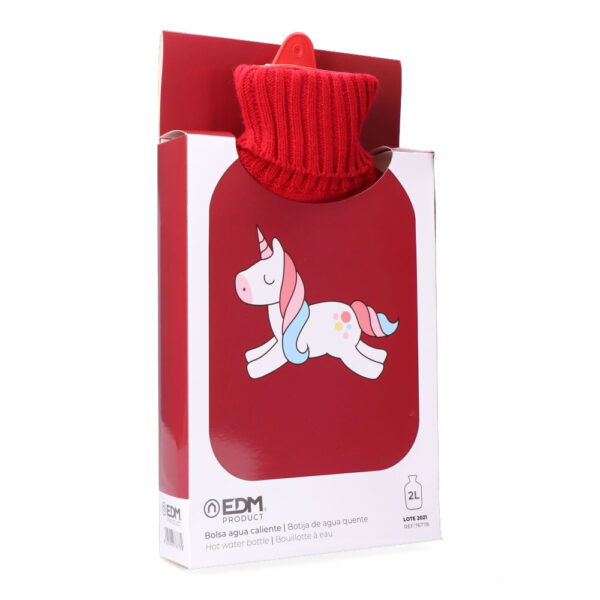 BOLSA DE AGUA CALIENTE. MODELO ROJA UNICORNIO 2 L - Imagen 2