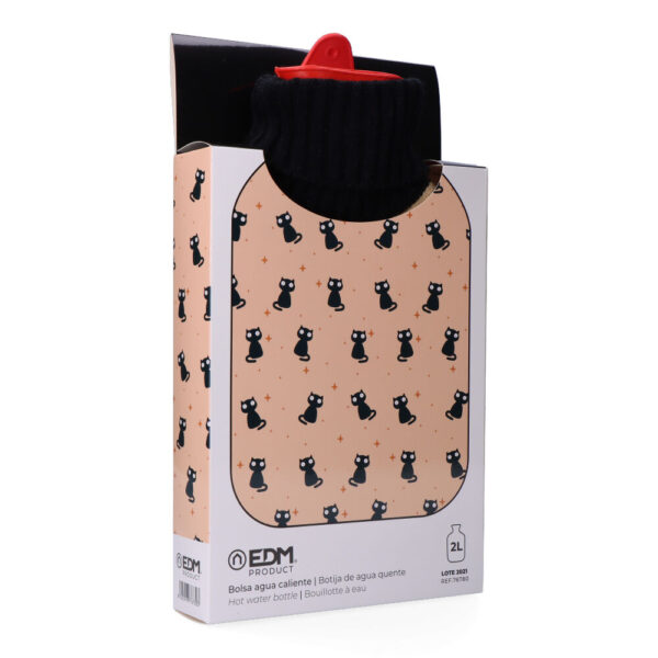 BOLSA DE AGUA CALIENTE. MODELO GATOS NEGROS 2 L - Imagen 2