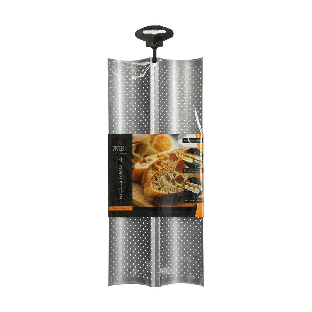 PACK 2 MOLDES PERFORADOS PARA BAGUETTE 38x16cm.