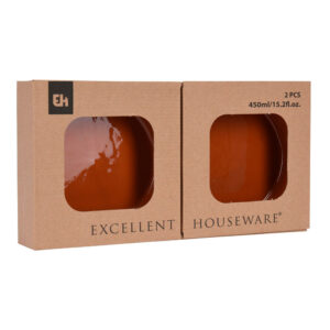 SET 2 CAZUELAS PARA APERITIVOS DE BARRO COLOR TERRACOTA 450ml Ø15,5x3,8cm