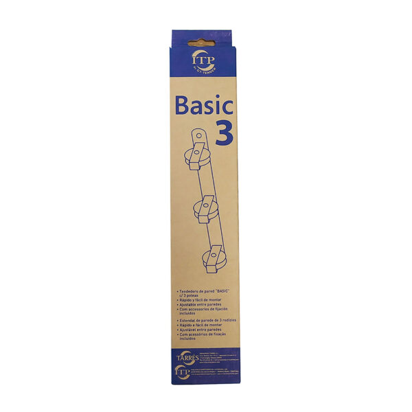 TENDEDERO DE PARED BASIC C/3 POLEAS BLANCO 37x5x5cm
