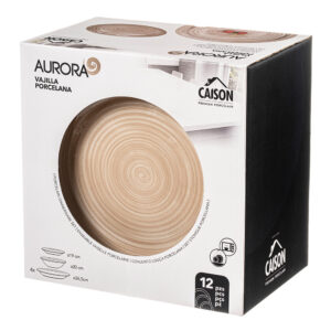 VAJILLA 12 PCS PORCELANA AURORA 26,5 / 20 / 19 cm CAISON