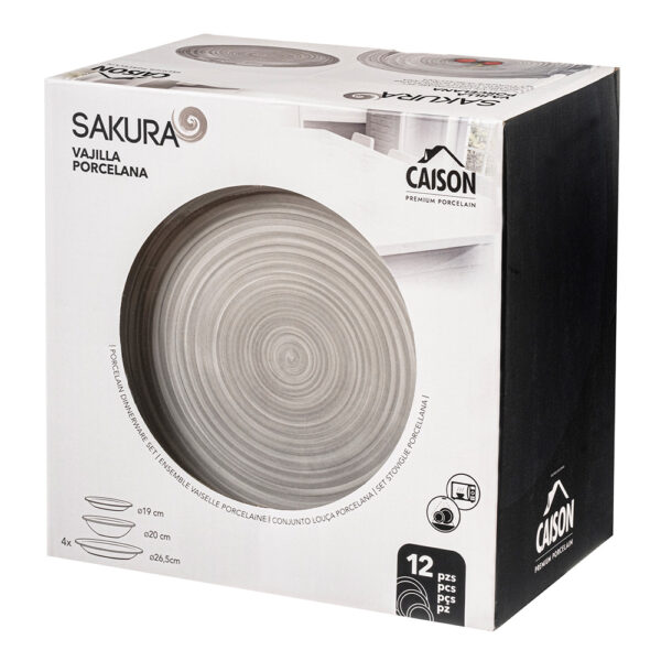 VAJILLA 12 PCS PORCELANA SAKURA 26,5 / 20 / 19 cm CAISON
