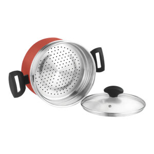 OLLA MAXIMA + TAPA + STEAMER ROJA ALUMINIO 3004 FAGOR Ø20x10cm