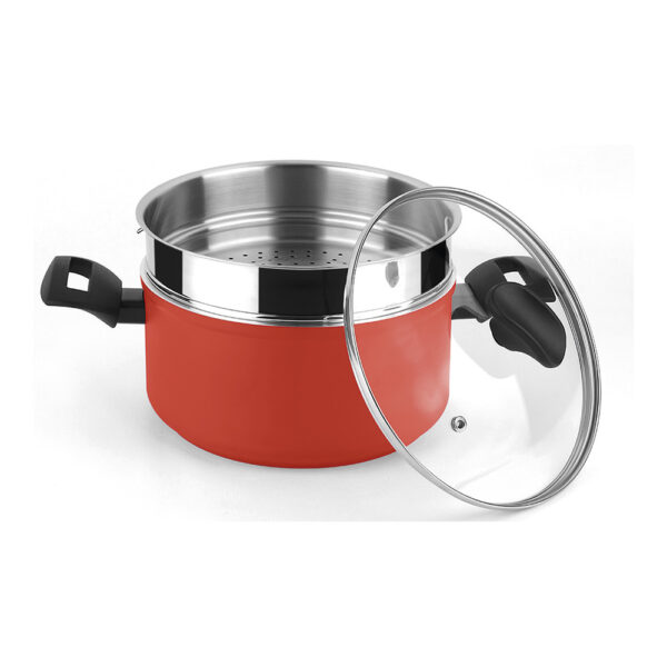 OLLA MAXIMA + TAPA + STEAMER ROJA ALUMINIO 3004 FAGOR Ø20x10cm - Imagen 2