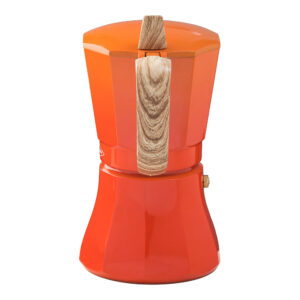 CAFETERA DE ALUMINIO DE 6 TAZAS MOD: "PETRA" COLOR NARANJA OROLEY
