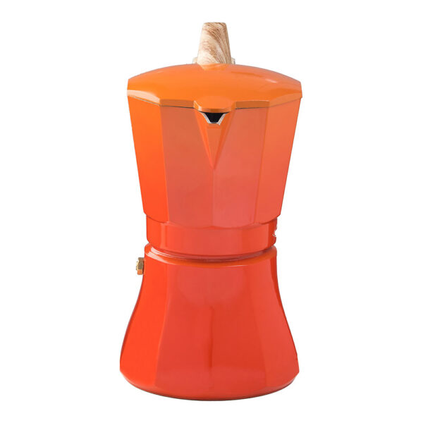 CAFETERA DE ALUMINIO DE 9 TAZAS MOD: "PETRA" COLOR NARANJA OROLEY - Imagen 2