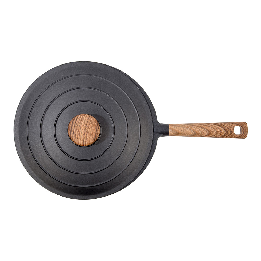 WOK ALUMINIO FUNDIDO C/TAPA. MANGO COLOR MADERA 30cm NATURE OROLEY - Imagen 3