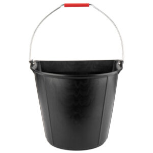 CUBO INDUSTRIAL PLANO 13 L DE CAUCHO SINTÉTICO NEGRO, CON ASA METÁLICA.