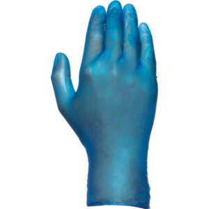 CAJA 100 GUANTES DESECHABLES VINILO AZUL SIN POLVO TALLA 9 JUBA