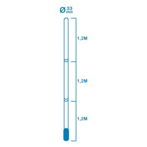 PÉRTIGA TELESCÓPICA 3,6m CON MANGO DE Ø33mm