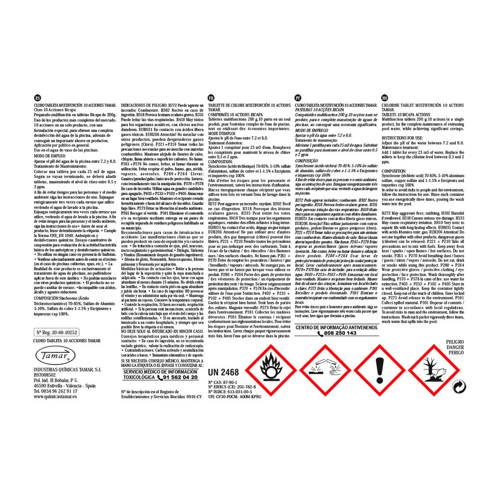 CLORO 10 ACCIONES TABLETA 5kg FUSION TAMAR