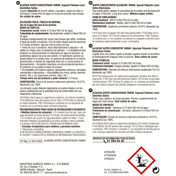 ALGICIDA 5 L. SUPER CONCENTRADO