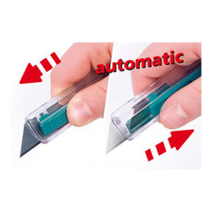 CÚTER DE SEGURIDAD DE PLÁSTICO CON CUCHILLA TRAPEZOIDAL 4135000 WOLFCRAFT