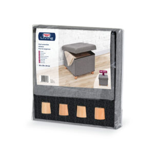 PUF ALMACENAJE GRIS CON PATAS DE MADERA 38x38x34cm