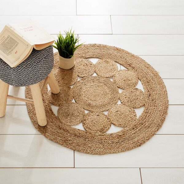 ALFOMBRA CALADA DE YUTE Ø80cm