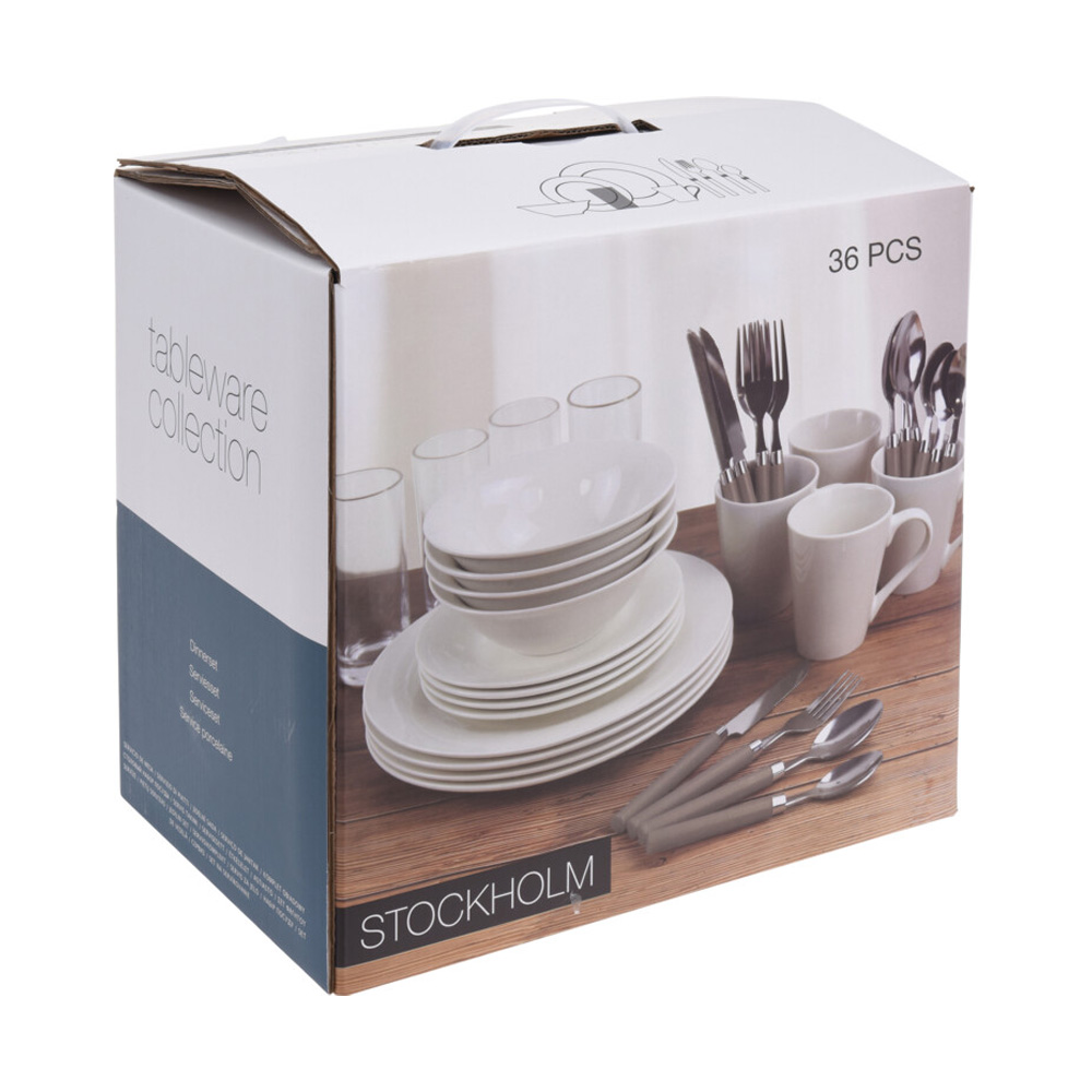 SERVICIO DE MESA DE 36 PIEZAS PLATOS+CUENCOS+CUBIERTOS