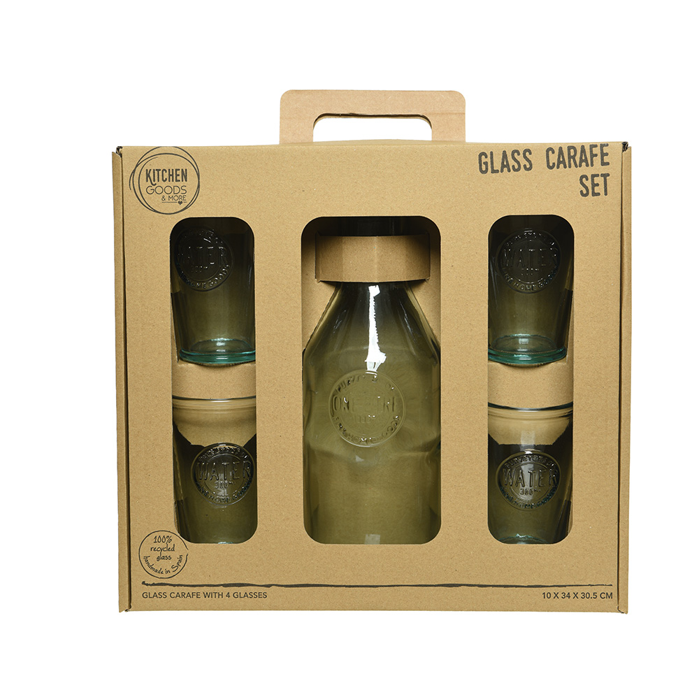 SET DE BOTELLA Y 4 VASOS 100% RECICLADOS 825593 - Imagen 2