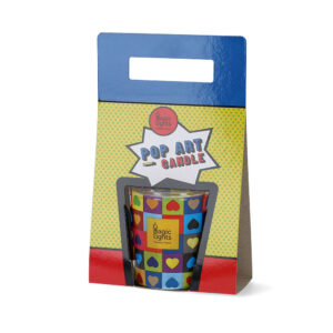 VELA EN VASO POP ART Ø7,5x8,4cm CORAZONES MAGIC LIGHTS