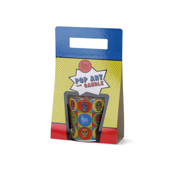 VELA EN VASO POP ART Ø7,5x8,4cm SKULL MAGIC LIGHTS
