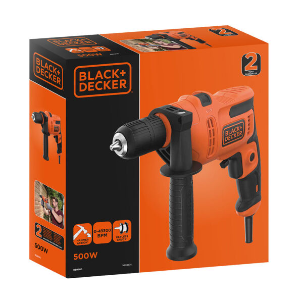 TALADRO PERCUTOR 500W BEH200-QS BLACK+DECKER - Imagen 2