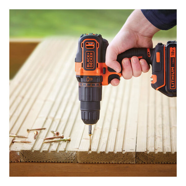 TALADRO PERCUTOR 18V BDCHD18KB-QW BLACK+DECKER - Imagen 3