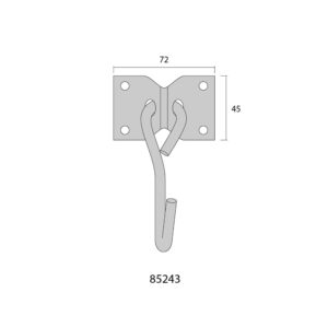 2 unid. PLACA CON GANCHO COLGADOR DE HAMACA 70x45mm CROMO