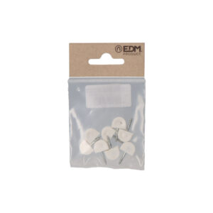 PACK 8 unid. PORTA-ESTANTE SEMI REDONDO PEQUEÑO BLANCO EDM