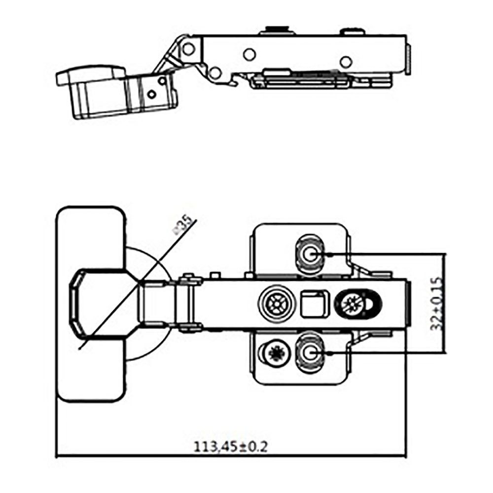 BLISTER BISAGRA CAZOLETA PISTON ACOD BC05 35mm ZN EDM - Imagen 2
