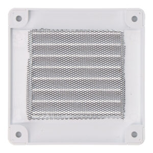 REJILLA VENTILACIÓN CUADRADA CON TAPONES Y MOSQUITERA 100x100x7mm ABS BLANCA