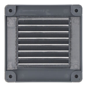 REJILLA VENTILACIÓN CUADRADA CON TAPONES Y MOSQUITERA 100x100x7mm ABS GRIS