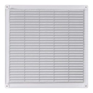 REJILLA VENTILACIÓN CUADRADA CON TAPONES Y MOSQUITERA 300x300x7mm ABS BLANCA