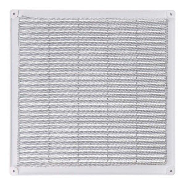 REJILLA VENTILACIÓN CUADRADA CON TAPONES Y MOSQUITERA 300x300x7mm ABS BLANCA